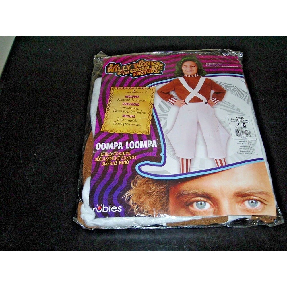 New Oompa Loompa Willy Wonka Childs Costume Medium 7-8 Boys or Girls, Halloween